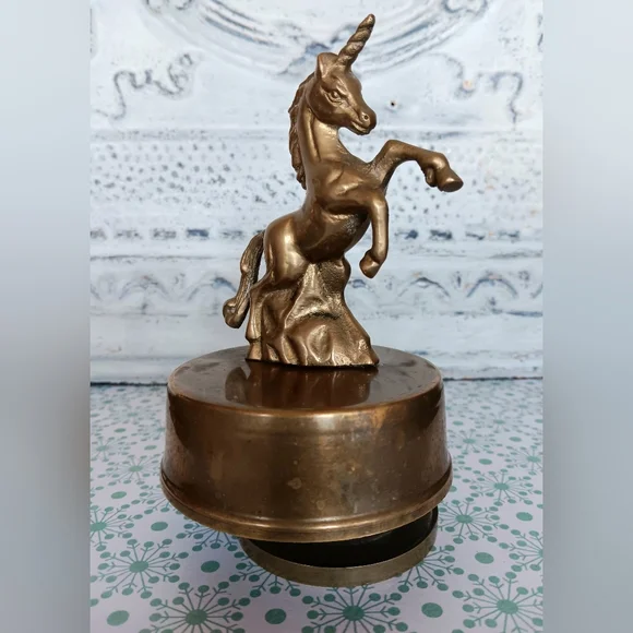 Vintage Brass Unicorn Music Box - Picture 3 of 4